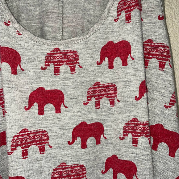 Rue Luju Maternity Top Gray Red Elephant Print Racer Back Tank Womens Large - Picture 8 of 12